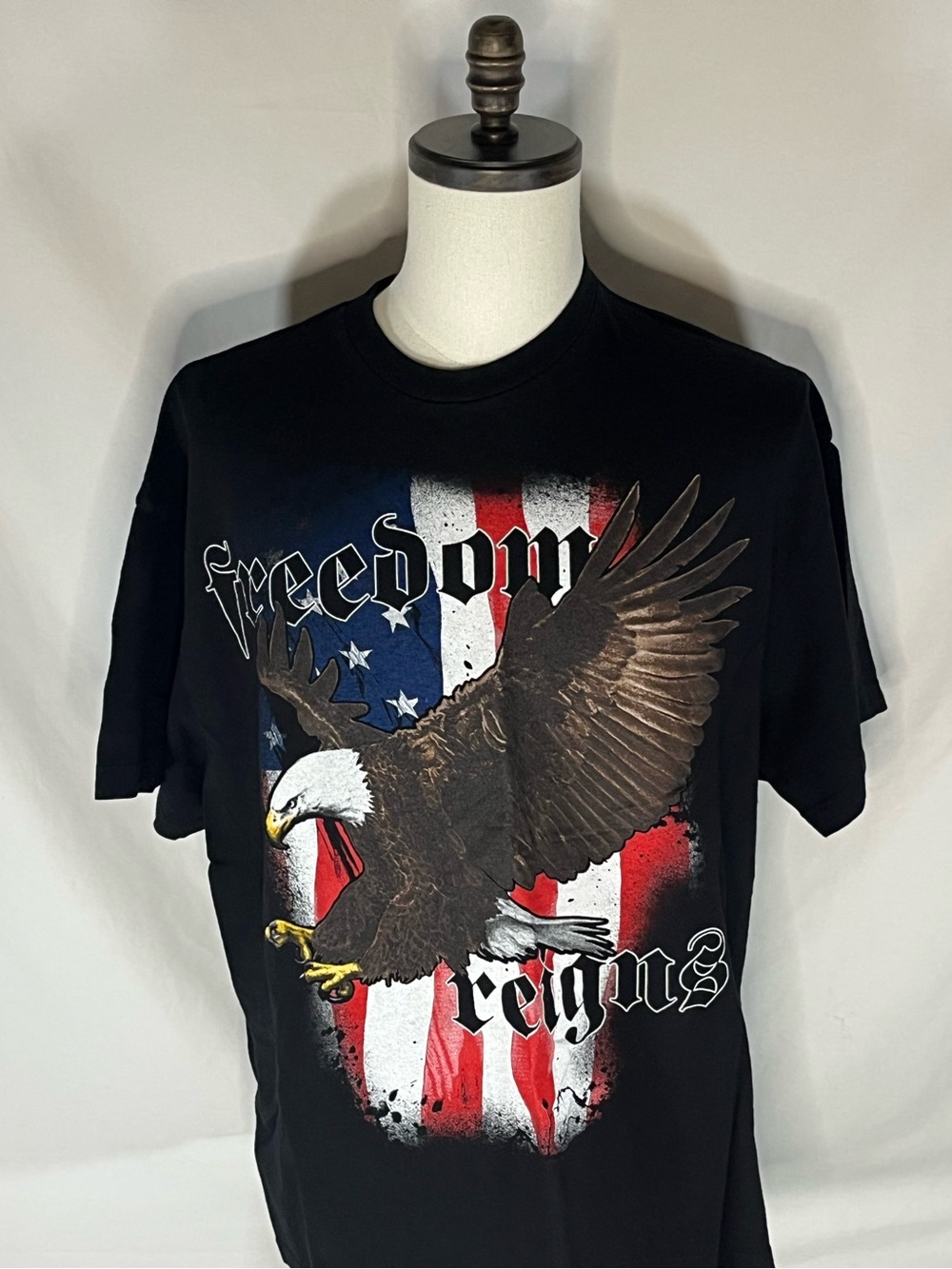 American Summer Freedom Reigns Eagle  Patriotic Flag USA Men’s T-Shirt 2XL